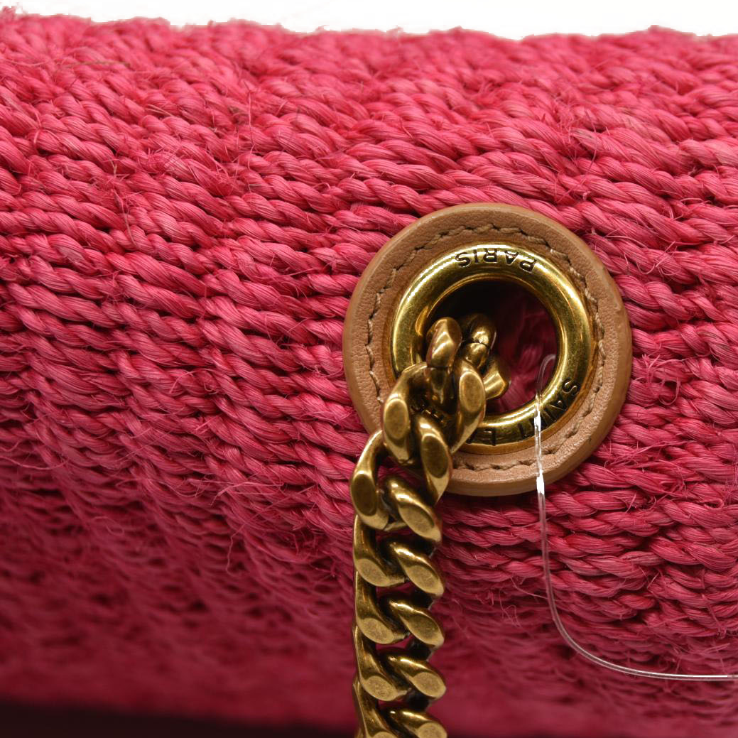 Saint Laurent ﻿Medium Kate Raffia Shoulder Bag Pink Glo