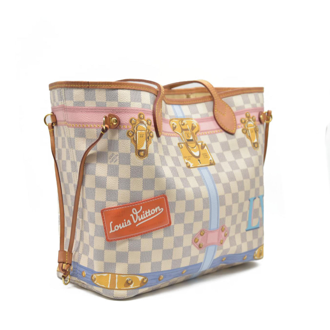 $2170 Louis Vuitton  Damier Azur Summer Trunks Neo Neverfull MM GI0168