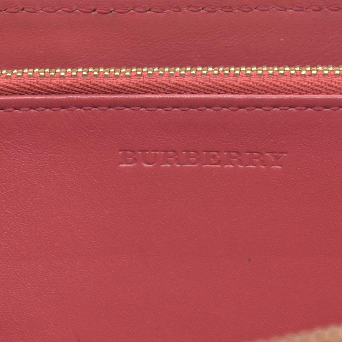 Burberry Grainy Calfskin House Check Elmore Zip Around Wallet Russet Red CONSIGNMENT