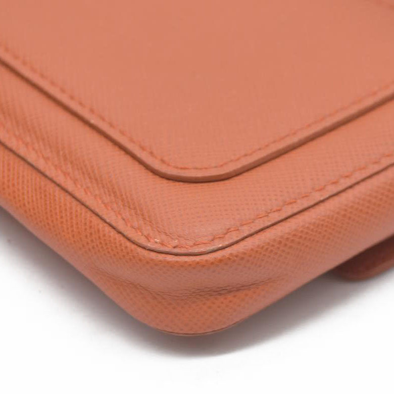 PRADA Logo Saffiano Leather Multi Pouch Orange