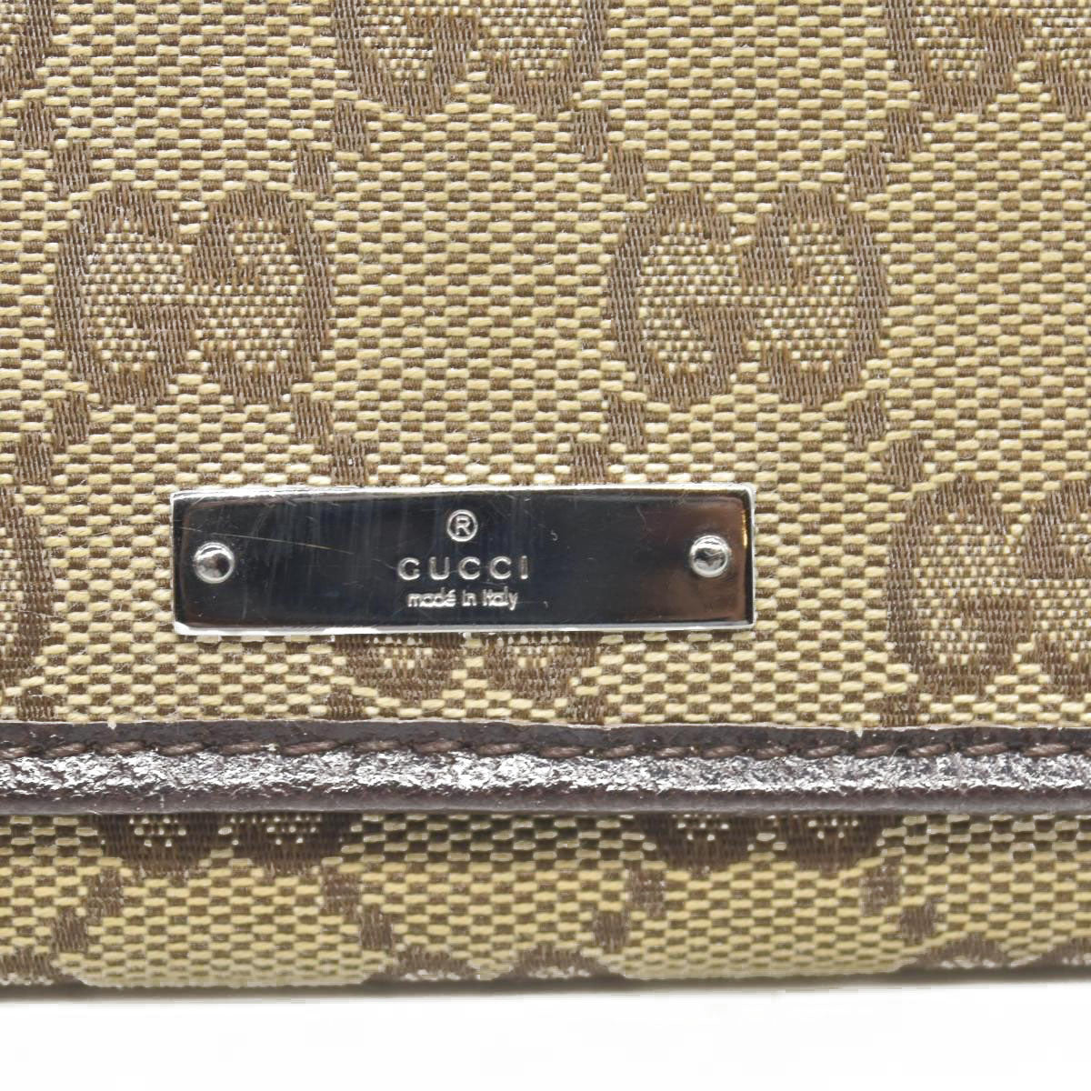 $690 Gucci GG Canvas Logo Plaque Bifold Wallet CONSIGNMENT