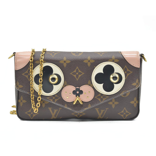 $2350 Louis Vuitton  Monogram Valentine Dog Pochette Felicie Chain Wallet