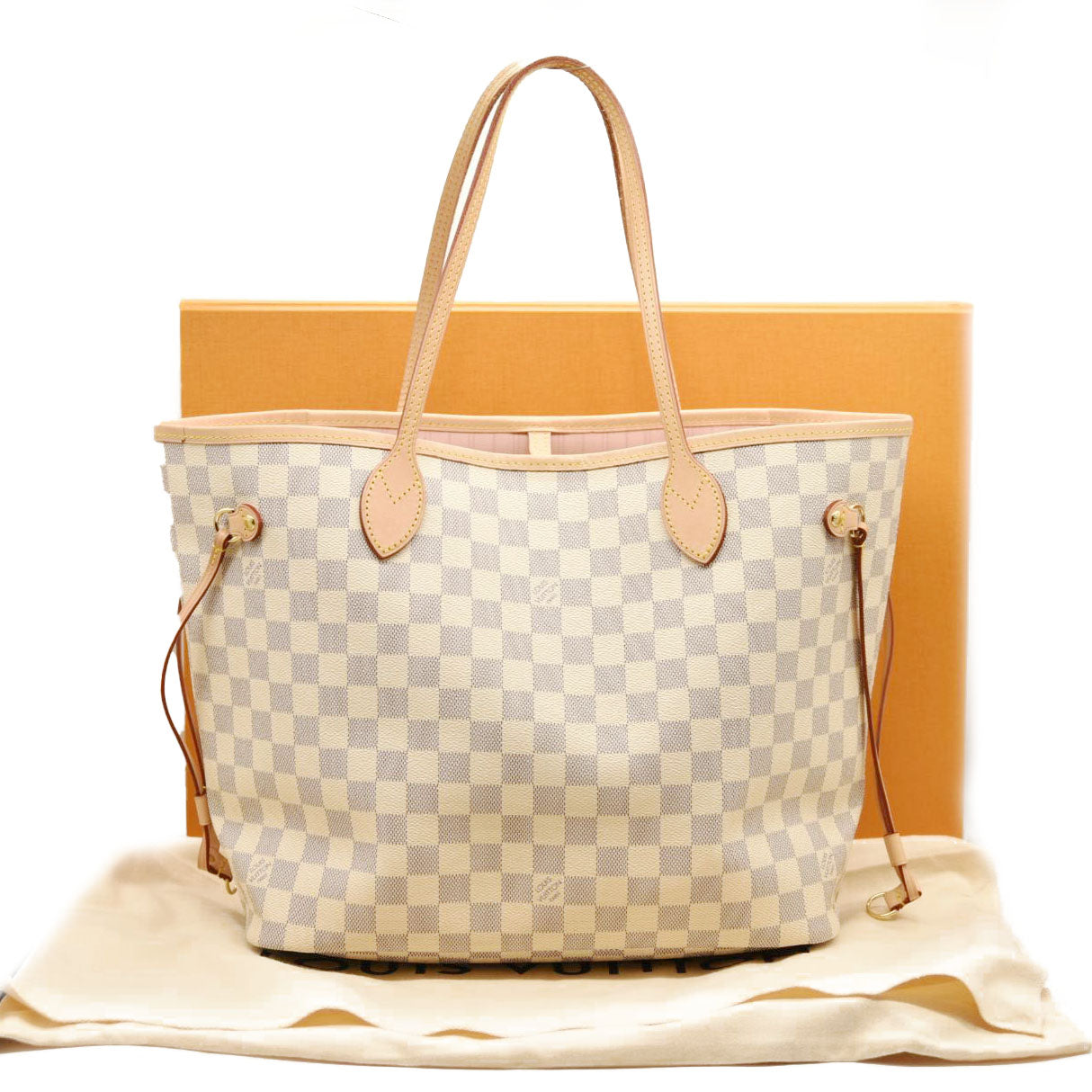 LOUIS VUITTON Damier Azur Neverfull MM Rose Ballerine