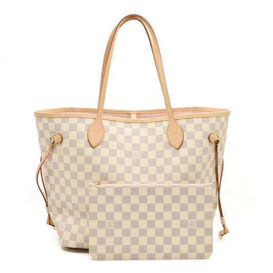 LOUIS VUITTON Damier Azur Neverfull MM Rose Ballerine