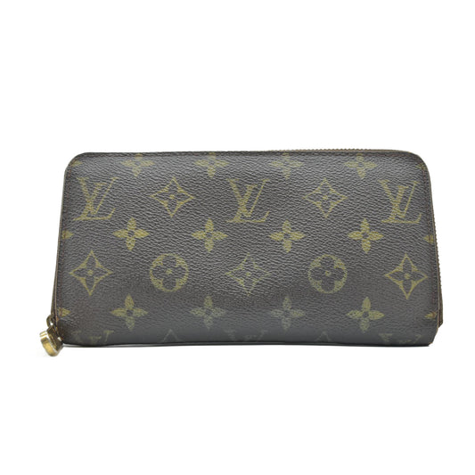 $915 2008 WELL WORN Louis Vuitton Monogram Zippy Zip Around Long Wallet Purse Brown CA3058