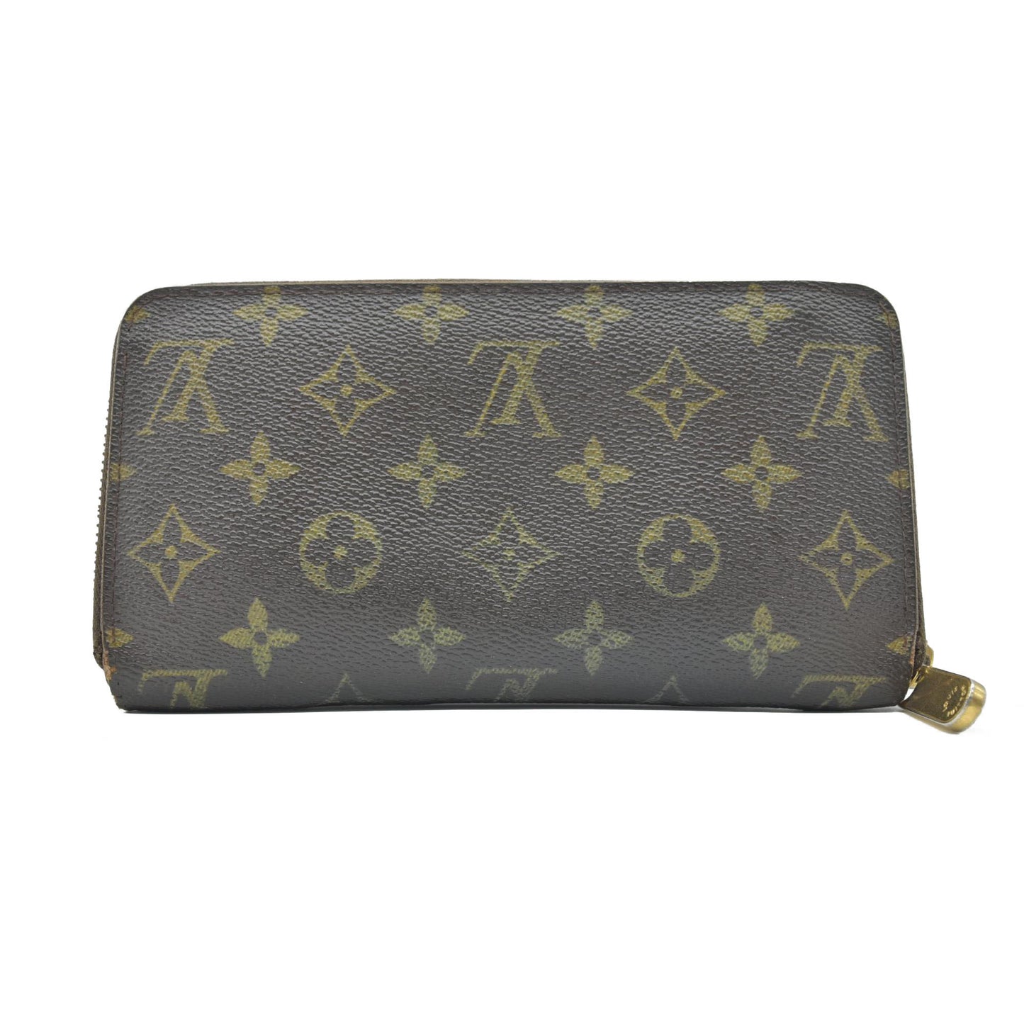 $915 2008 WELL WORN Louis Vuitton Monogram Zippy Zip Around Long Wallet Purse Brown CA3058