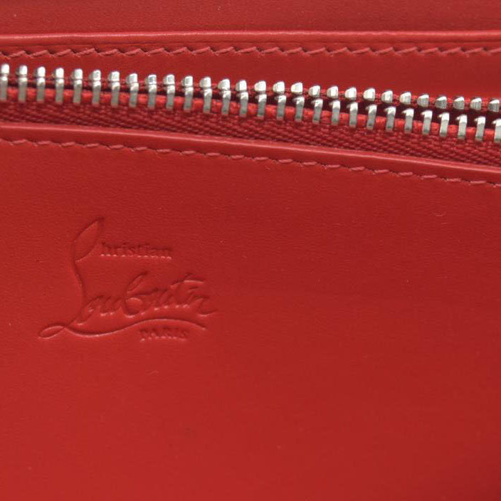 $950 CONSIGNMENT Christian Louboutin Panettone Long Wallet Cream with Loubinthesky Spikes