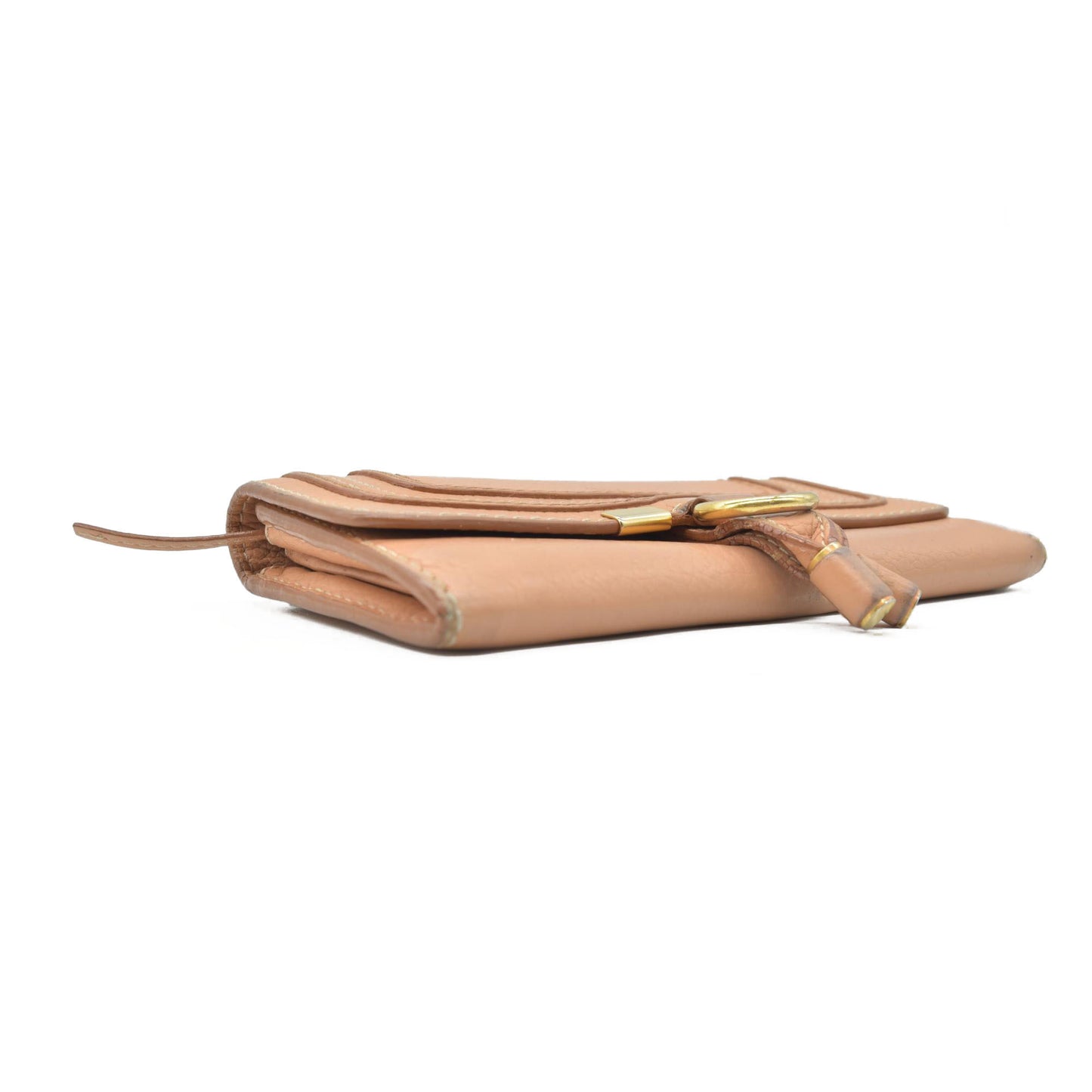 $650 CHLOE Grained Calfskin Marcie Long Wallet Orange