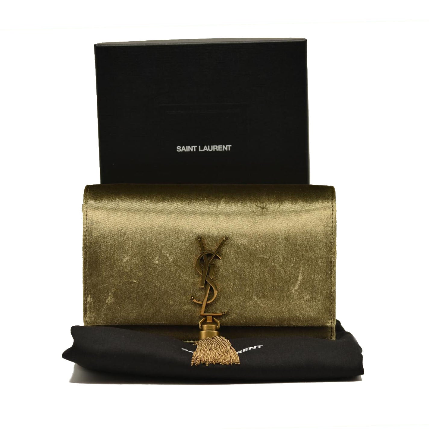 SAINT LAURENT  Velvet Medium Monogram Kate Tassel Shoulder Bag