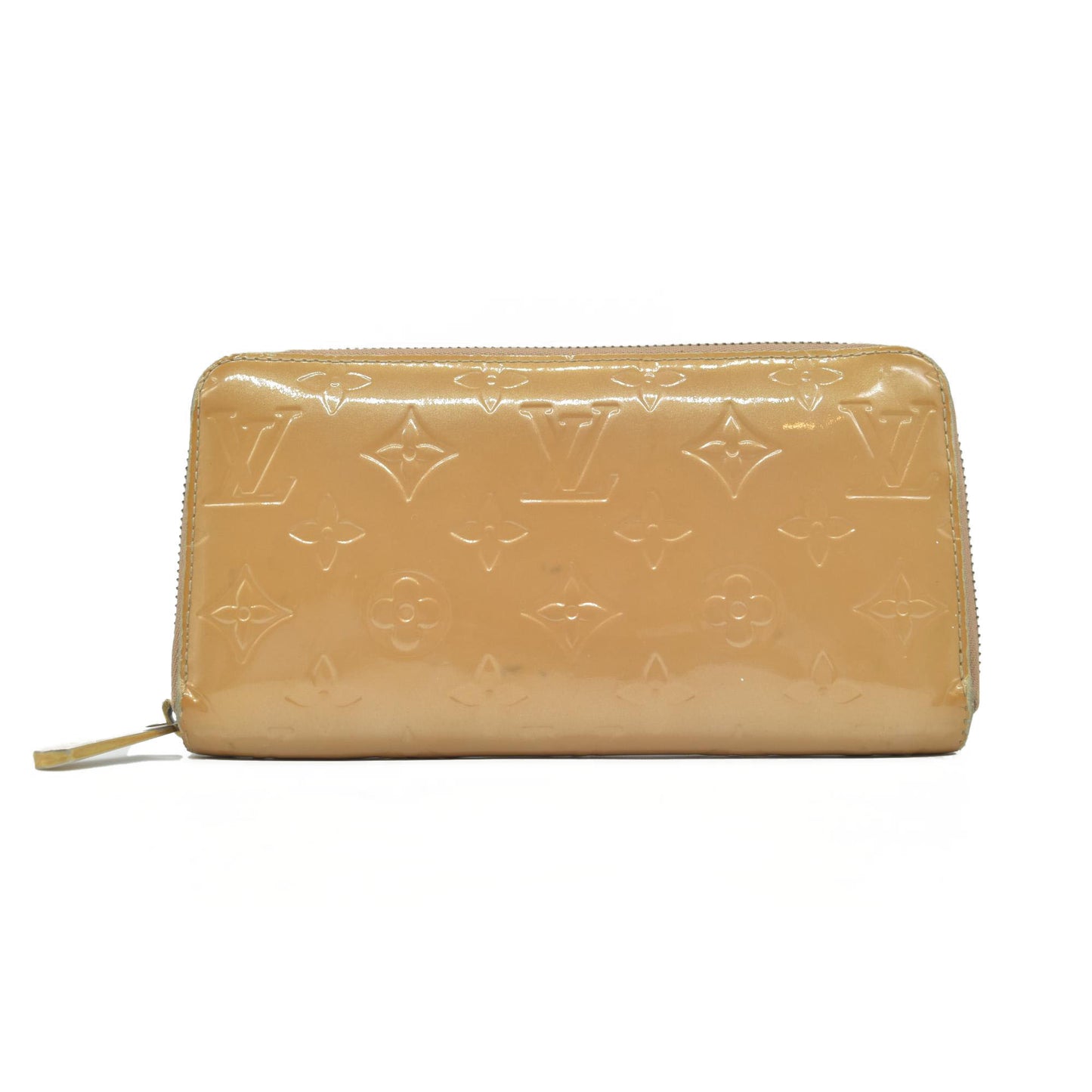 $1120 2006 Louis Vuitton Monogram Vernis Zippy Zip Around Long Wallet Noisette CA0066