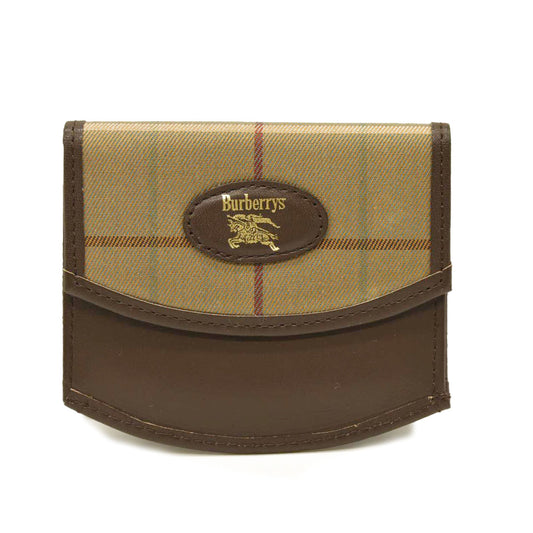 BURBERRYS Horse Logo Check Canvas Leather Coin Purse Wallet