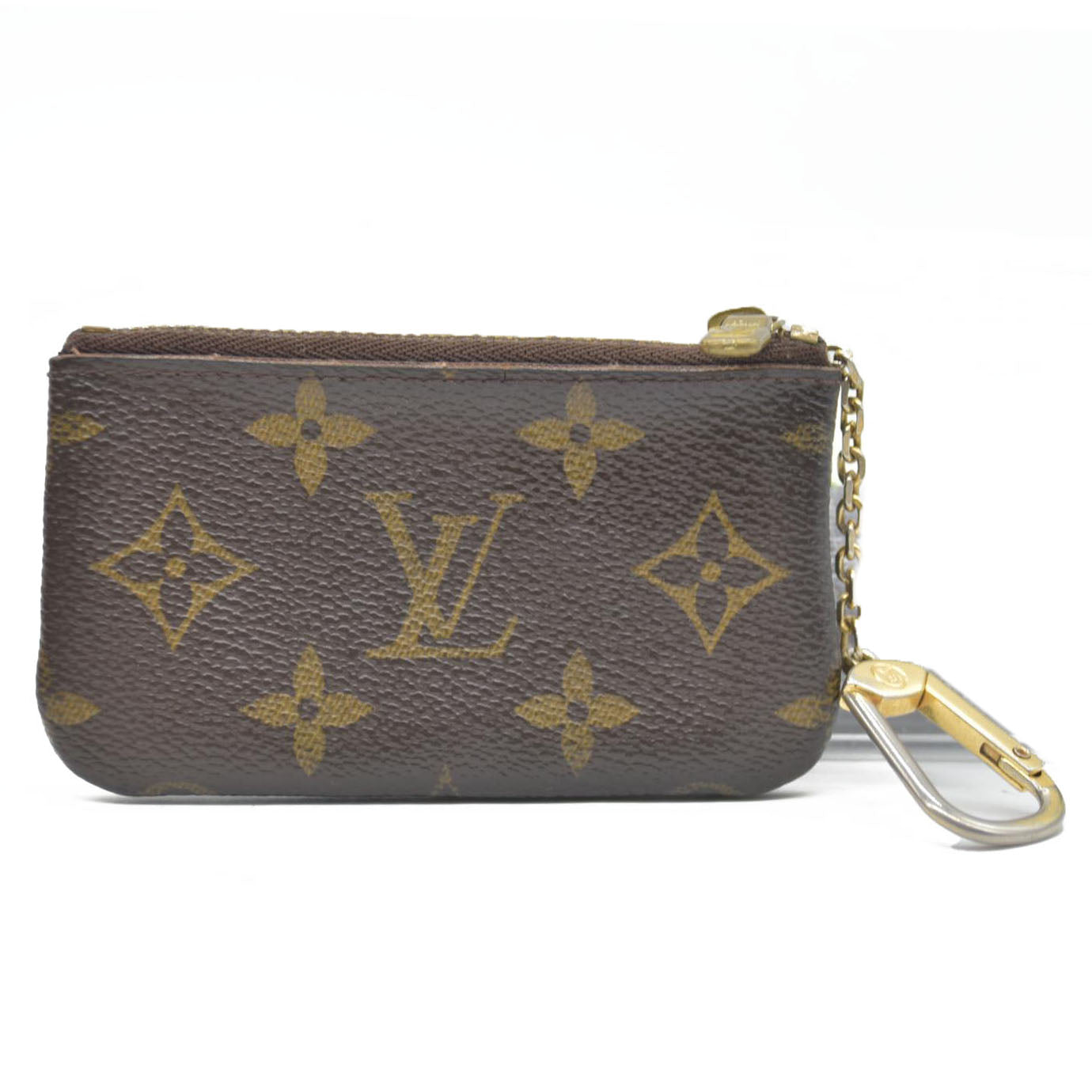 Louis Vuitton Monogram Pochette Cles Wallet Coin Purse Brown