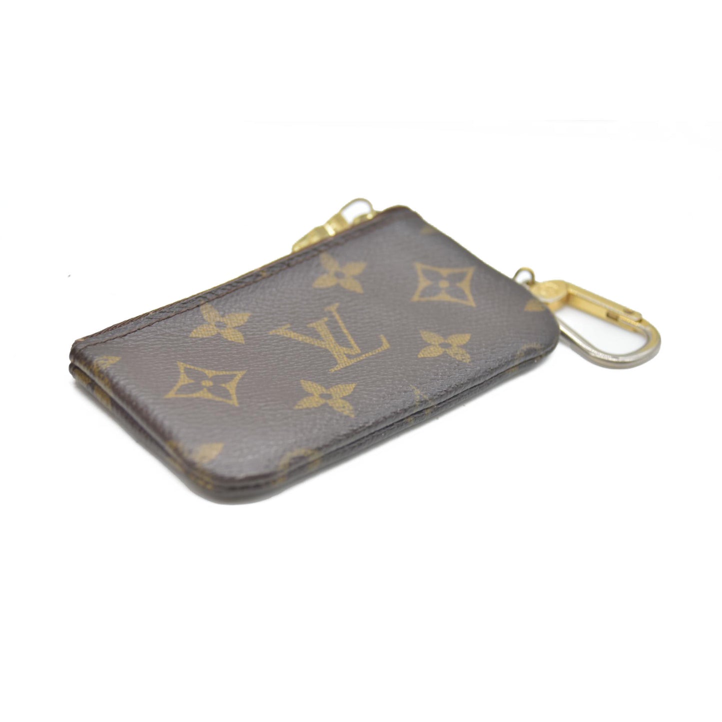 Louis Vuitton Monogram Pochette Cles Wallet Coin Purse Brown