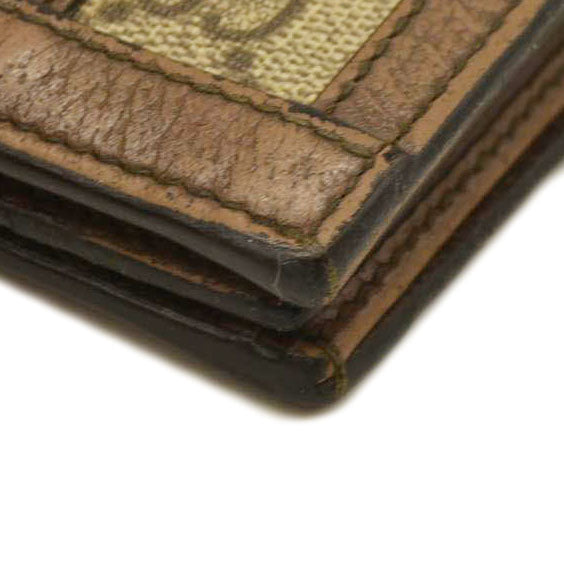 GUCCI Ophidia GG Logo PVC Bifold Wallet Beige