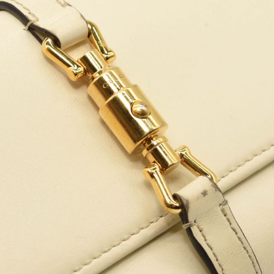 $1100 Gucci Jackie Cream Leather Wallet on a Chain