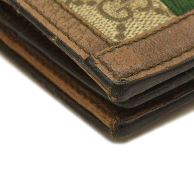 GUCCI Ophidia GG Logo PVC Bifold Wallet Beige
