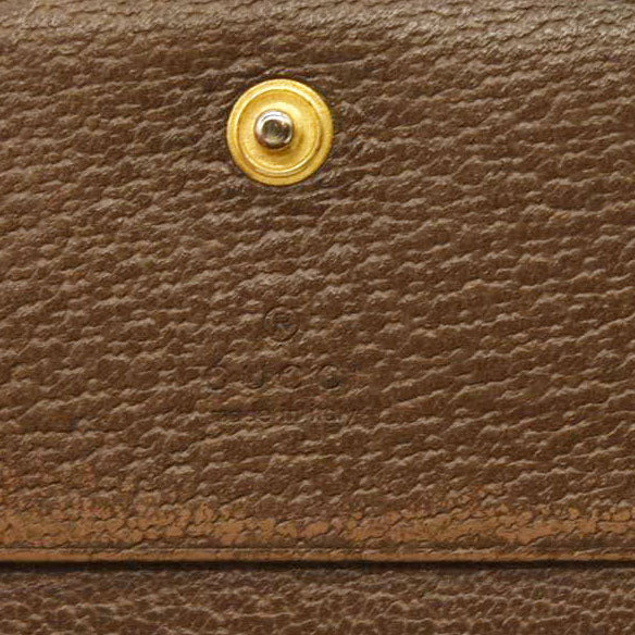 GUCCI Ophidia GG Logo PVC Bifold Wallet Beige