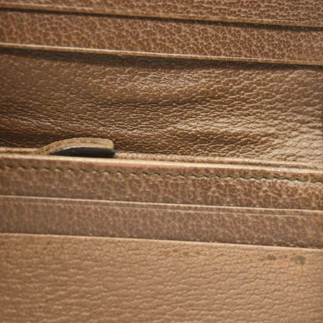 GUCCI Ophidia GG Logo PVC Bifold Wallet Beige