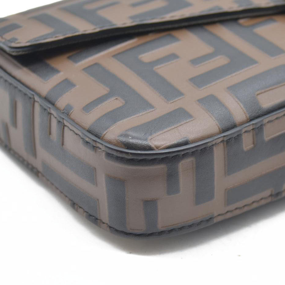 $1600 Fendi Vitello Soft F is Fendi Bi-Color FF 1974 Embossed Envelope Wallet On Chain with Pouches Maya Black