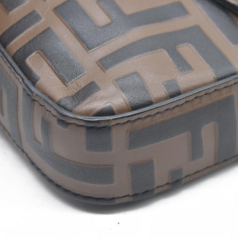 $1600 Fendi Vitello Soft F is Fendi Bi-Color FF 1974 Embossed Envelope Wallet On Chain with Pouches Maya Black