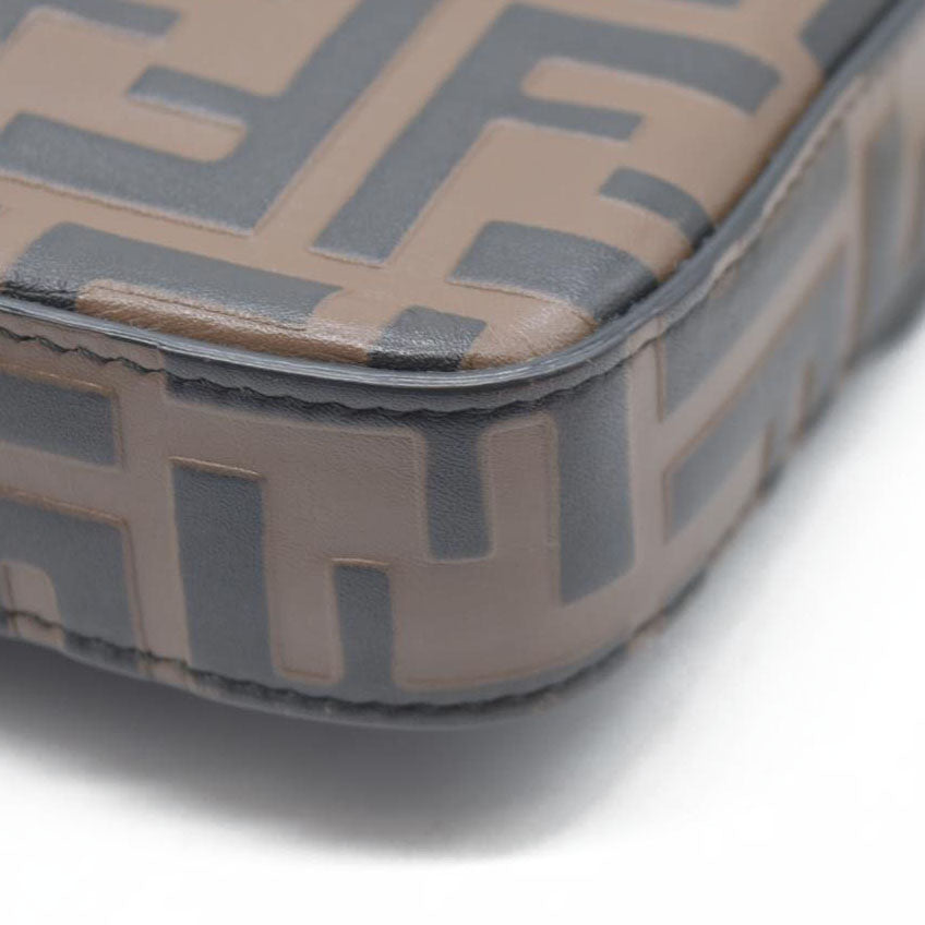 $1600 Fendi Vitello Soft F is Fendi Bi-Color FF 1974 Embossed Envelope Wallet On Chain with Pouches Maya Black