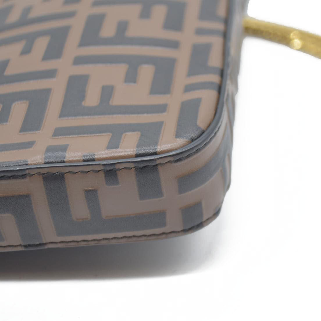 $1600 Fendi Vitello Soft F is Fendi Bi-Color FF 1974 Embossed Envelope Wallet On Chain with Pouches Maya Black