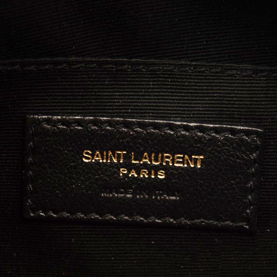 NEW SAINT LAURENT Grain De Poudre Matelasse Chevron Quited Round Vinyle Camera Bag Black