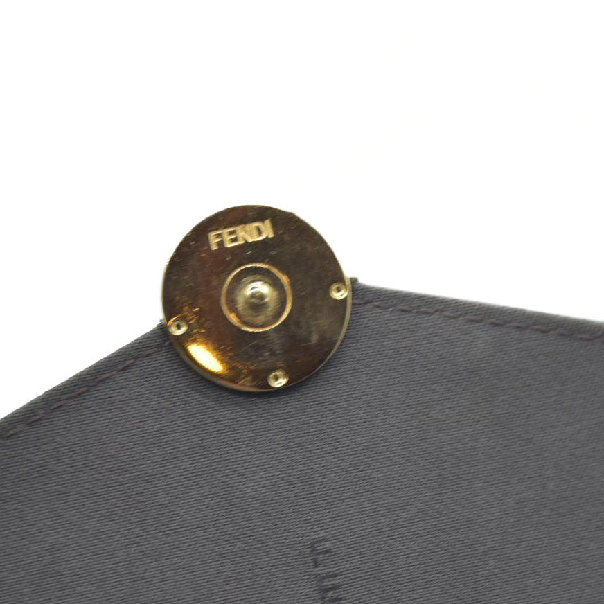 $1600 Fendi Vitello Soft F is Fendi Bi-Color FF 1974 Embossed Envelope Wallet On Chain with Pouches Maya Black