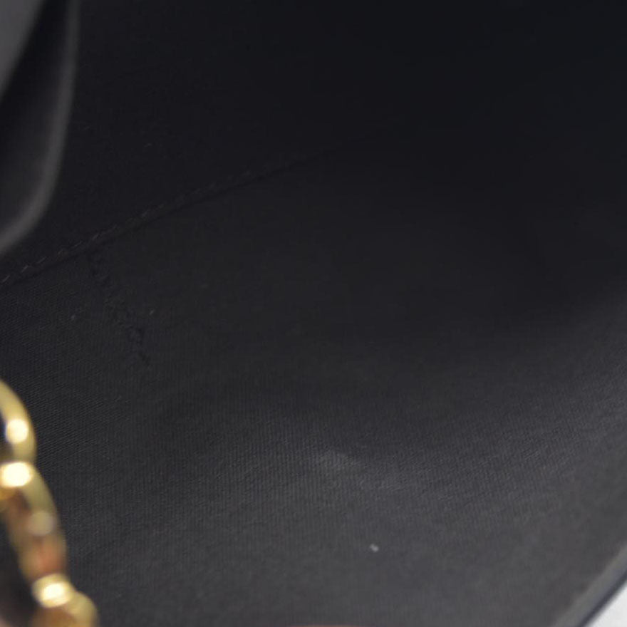 $1600 Fendi Vitello Soft F is Fendi Bi-Color FF 1974 Embossed Envelope Wallet On Chain with Pouches Maya Black