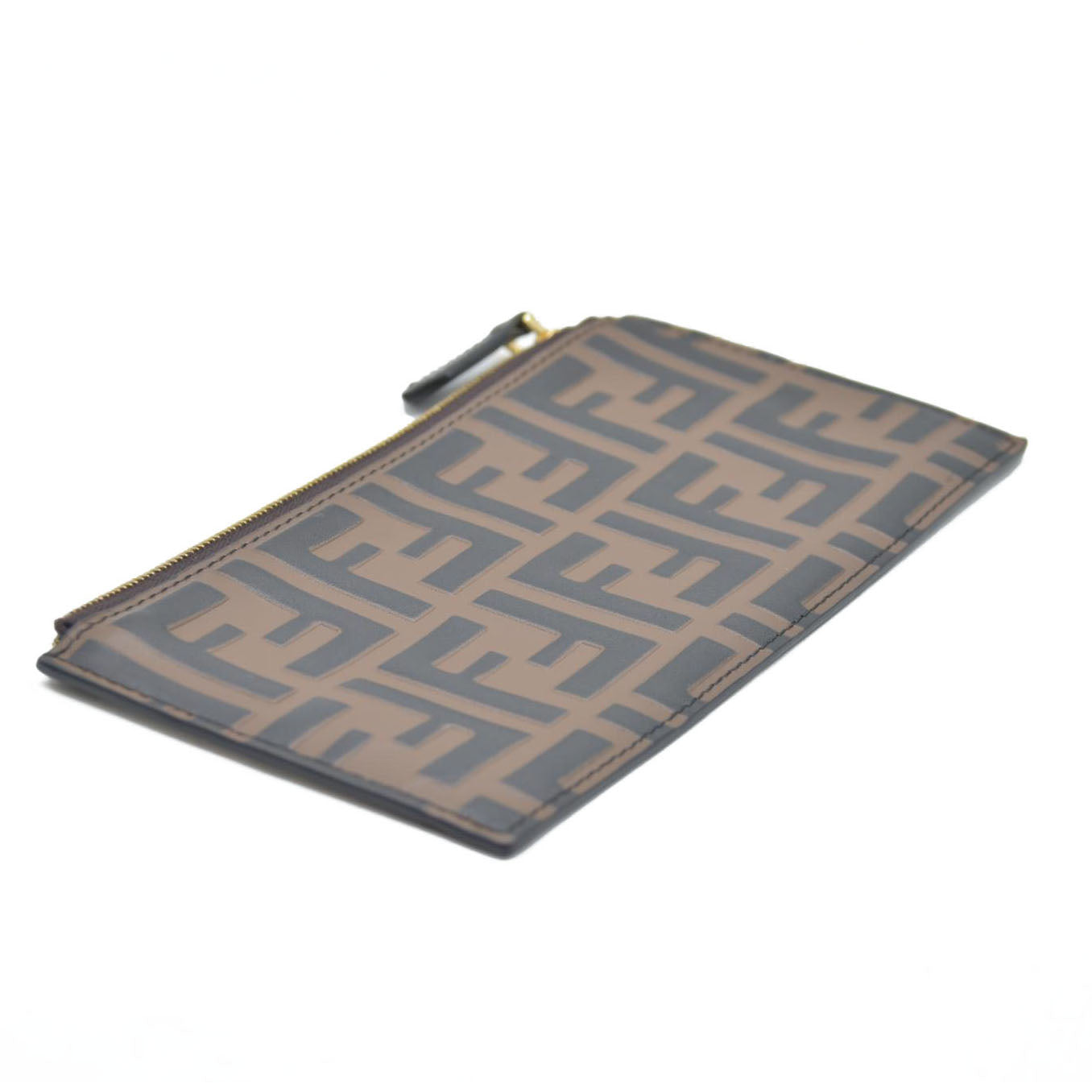 AUCTION $1550 Fendi Vitello Soft F is Fendi Bi-Color FF 1974 Embossed Envelope Wallet On Chain with Pouches Maya Black Insert Zipper