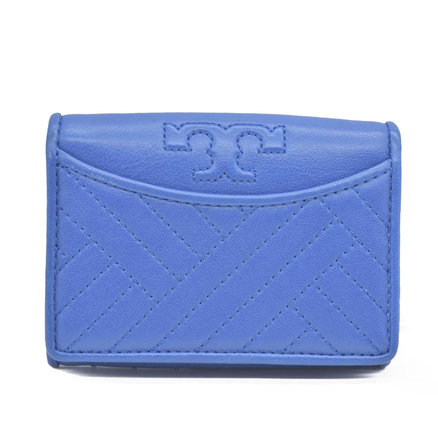 Tory Burch Alexa Foldable Mini Wallet Regal Blue CONSIGNMENT