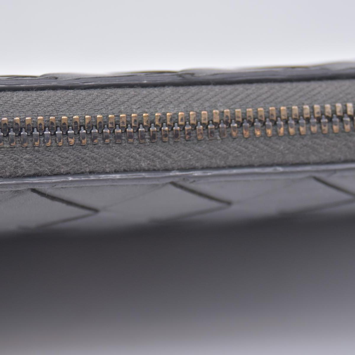 $1050 BOTTEGA VENETA Intrecciato Nappa Zip Around Wallet Grey Red CONSIGNMENT 10021175