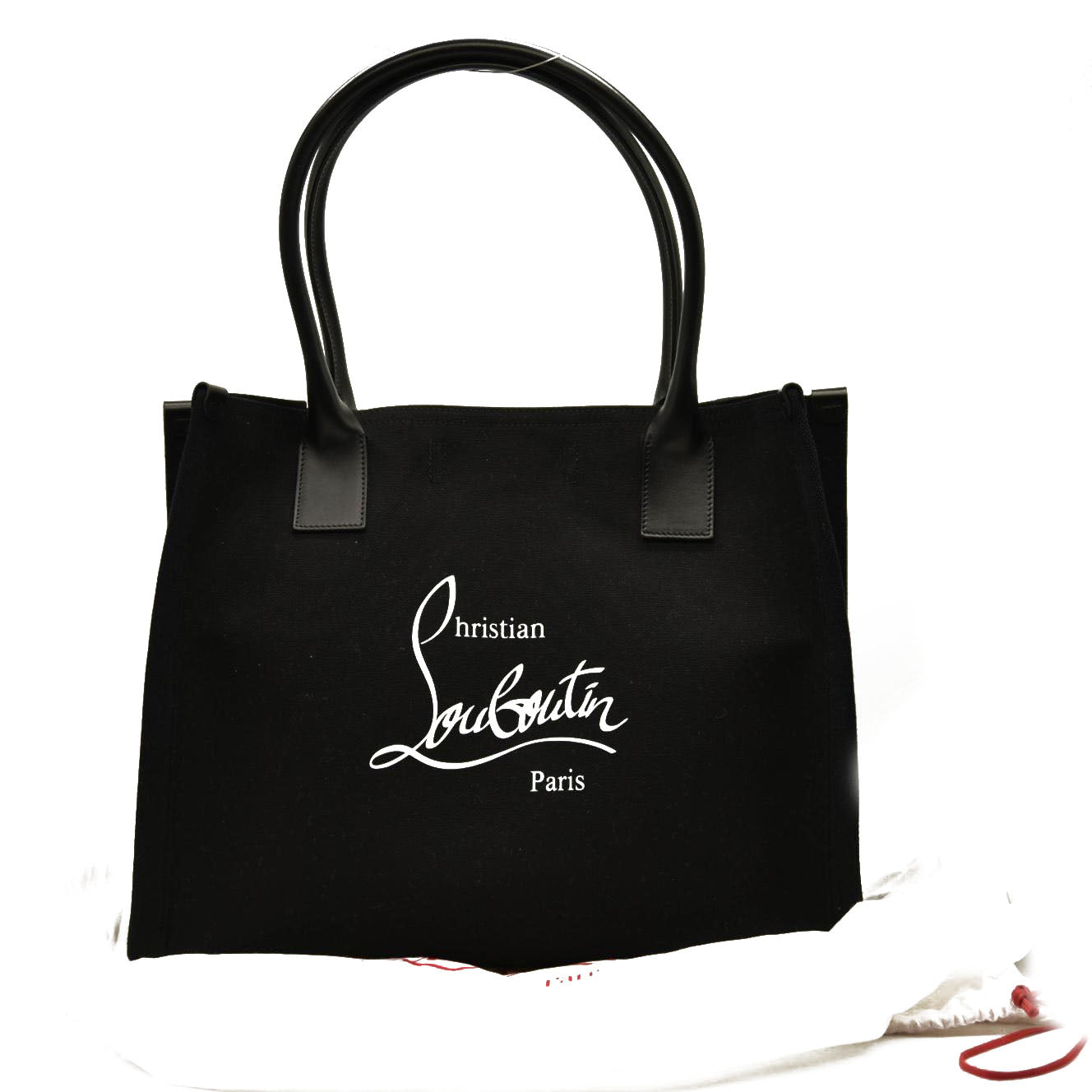 NEW CHRISTIAN LOUBOUTIN Nastroloubi large leather-trimmed printed canvas tote