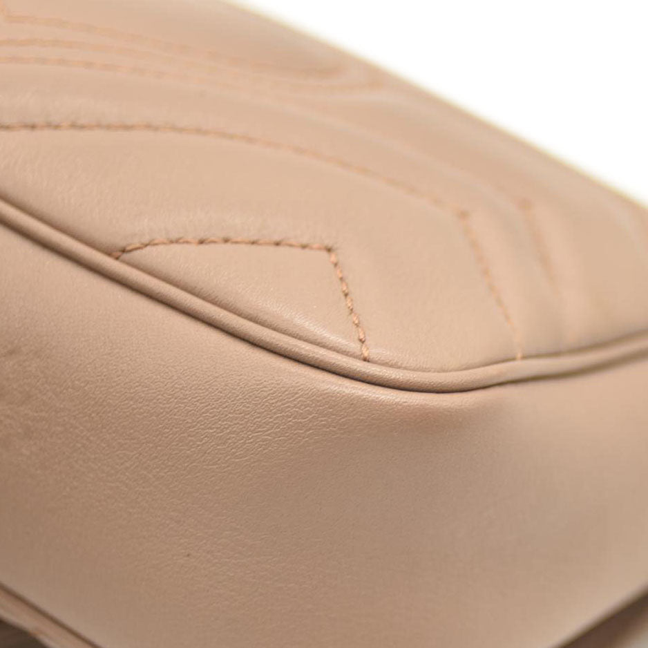 GUCCI Calfskin Matelasse Super Mini GG Marmont Shoulder Bag Porcelain Rose