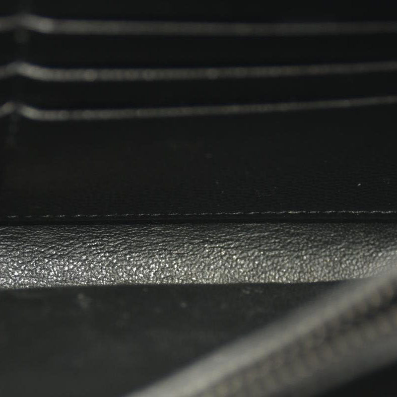 Saint Laurent  Grain De Poudre Matelasse Chevron Monogram Monochrome Chain Wallet Black