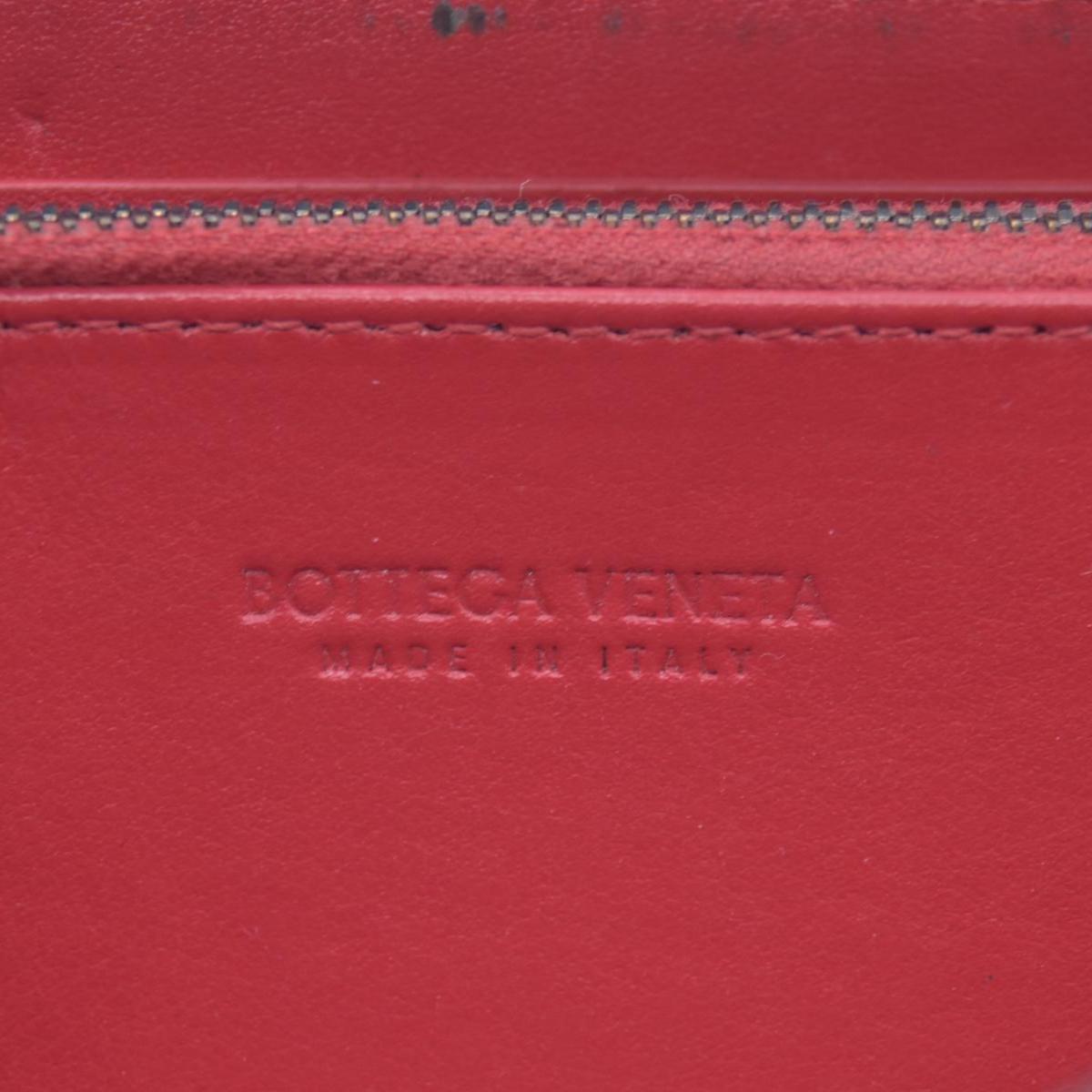 $1050 BOTTEGA VENETA Intrecciato Nappa Zip Around Wallet Grey Red CONSIGNMENT 10021175