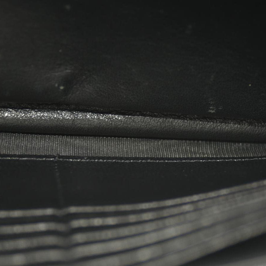 Saint Laurent  Grain De Poudre Matelasse Chevron Monogram Monochrome Chain Wallet Black