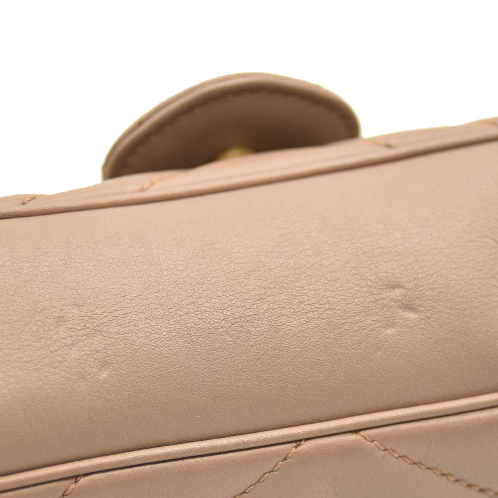 GUCCI Calfskin Matelasse Super Mini GG Marmont Shoulder Bag Porcelain Rose