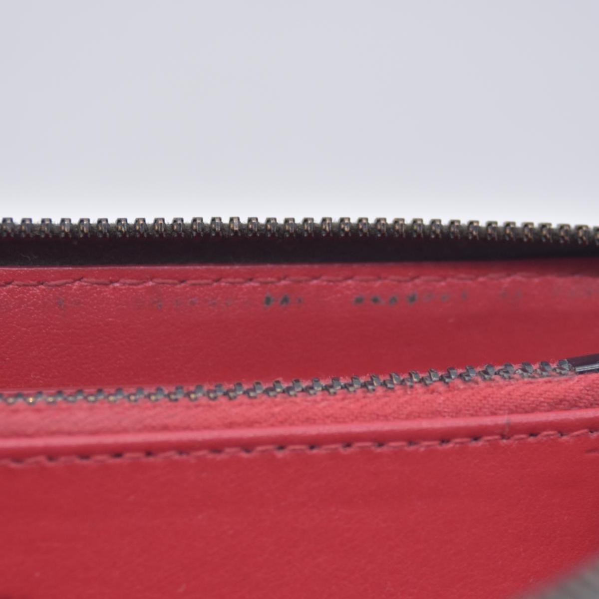 $1050 BOTTEGA VENETA Intrecciato Nappa Zip Around Wallet Grey Red CONSIGNMENT 10021175