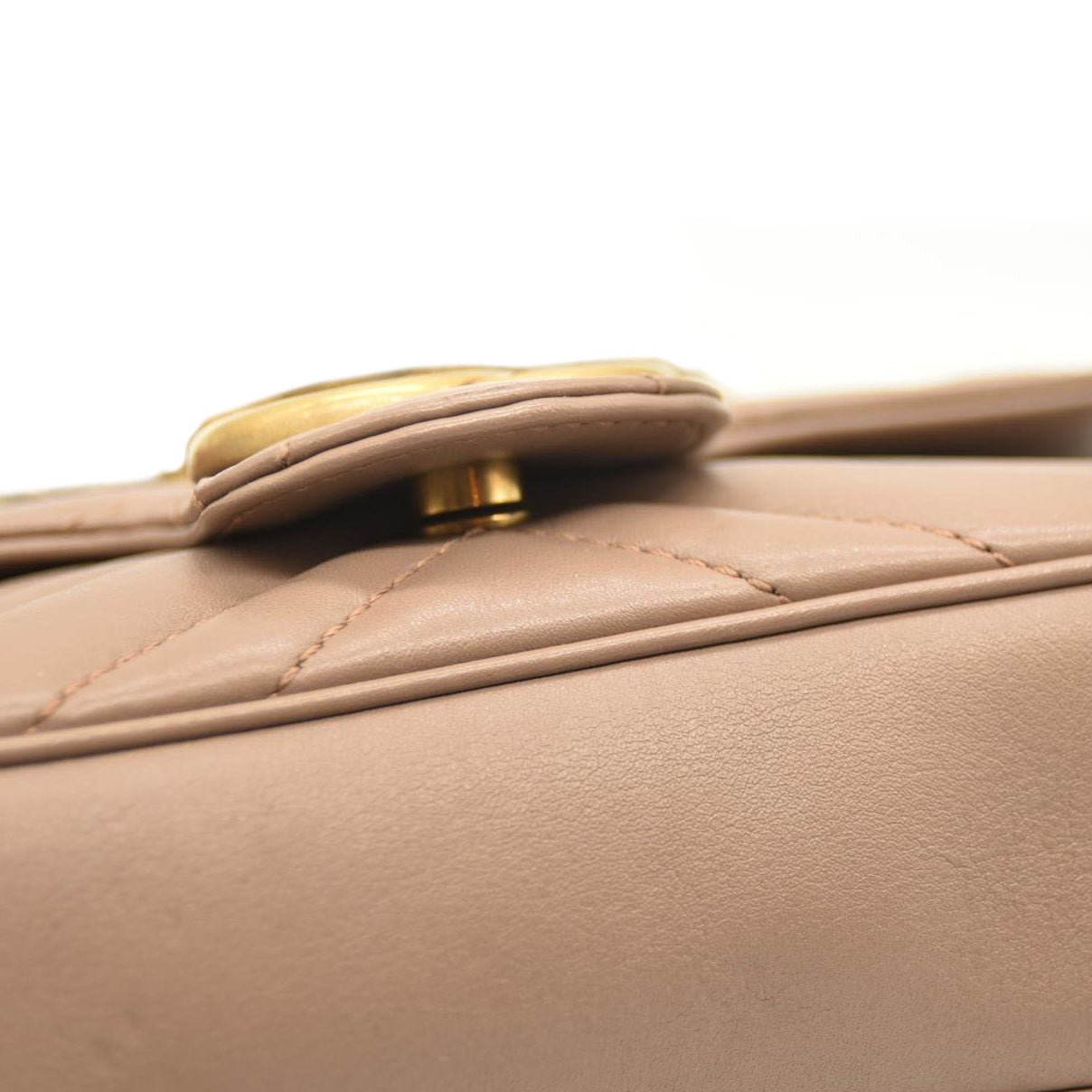 GUCCI Calfskin Matelasse Super Mini GG Marmont Shoulder Bag Porcelain Rose