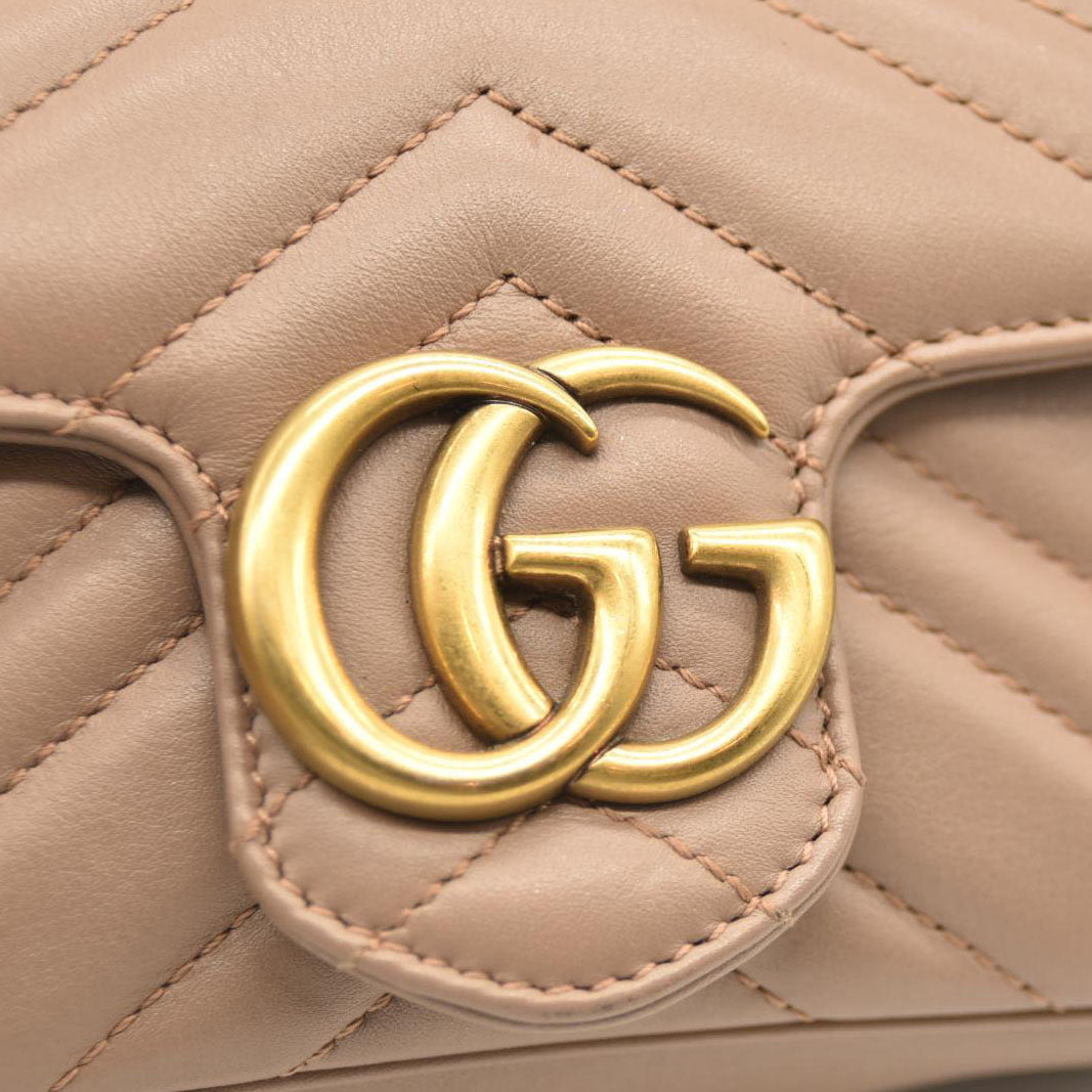 GUCCI Calfskin Matelasse Super Mini GG Marmont Shoulder Bag Porcelain Rose