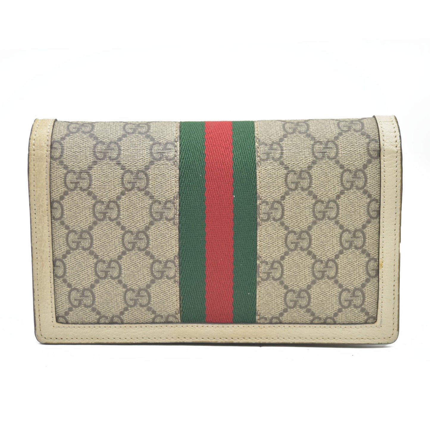 Gucci  GG Supreme Monogram Web Queen Margaret Chain Wallet White