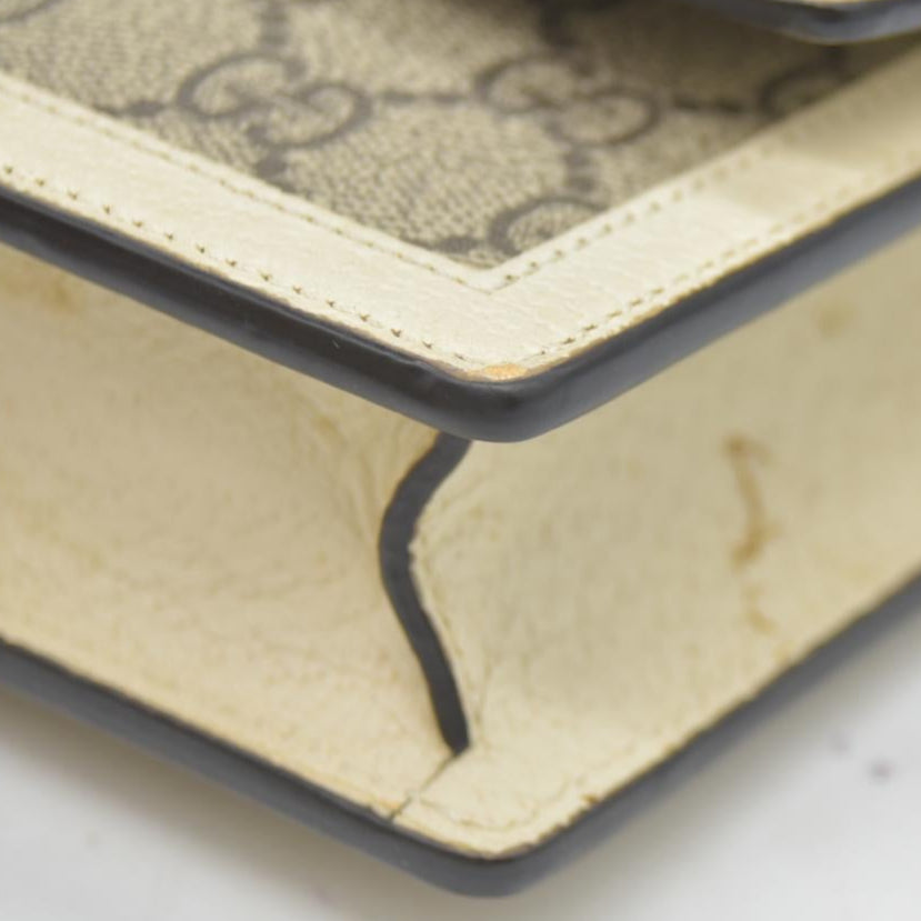 Gucci  GG Supreme Monogram Web Queen Margaret Chain Wallet White