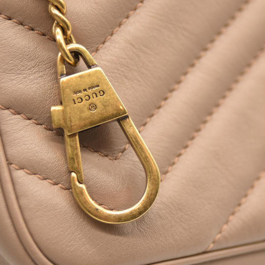 GUCCI Calfskin Matelasse Super Mini GG Marmont Shoulder Bag Porcelain Rose