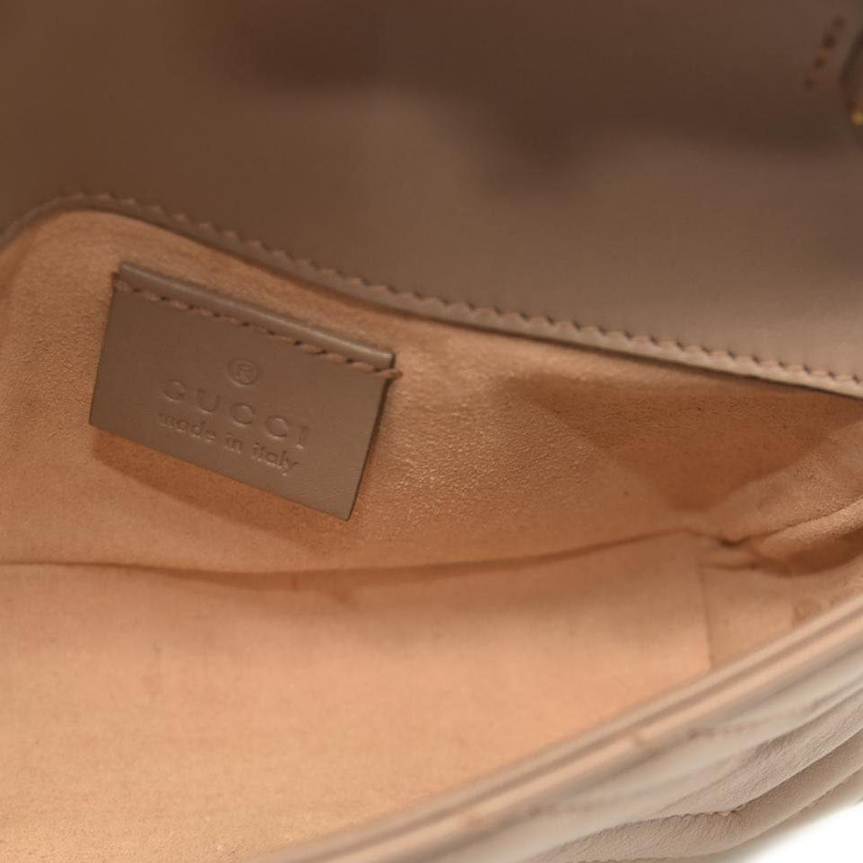 GUCCI Calfskin Matelasse Super Mini GG Marmont Shoulder Bag Porcelain Rose