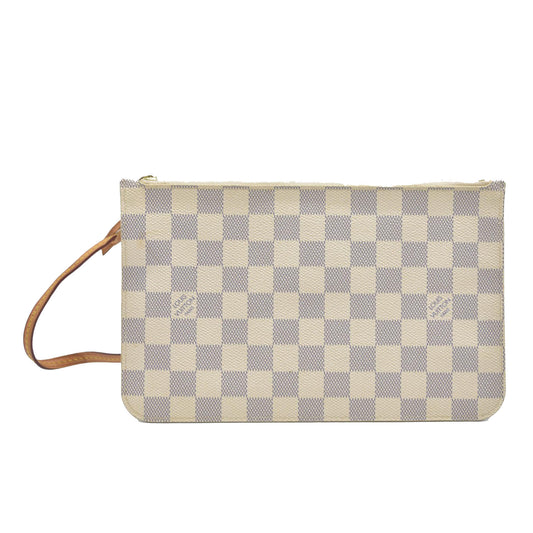 AUCTION $1760 Louis Vuitton  Damier Azur Neverfull MM GM Pochette MS3164