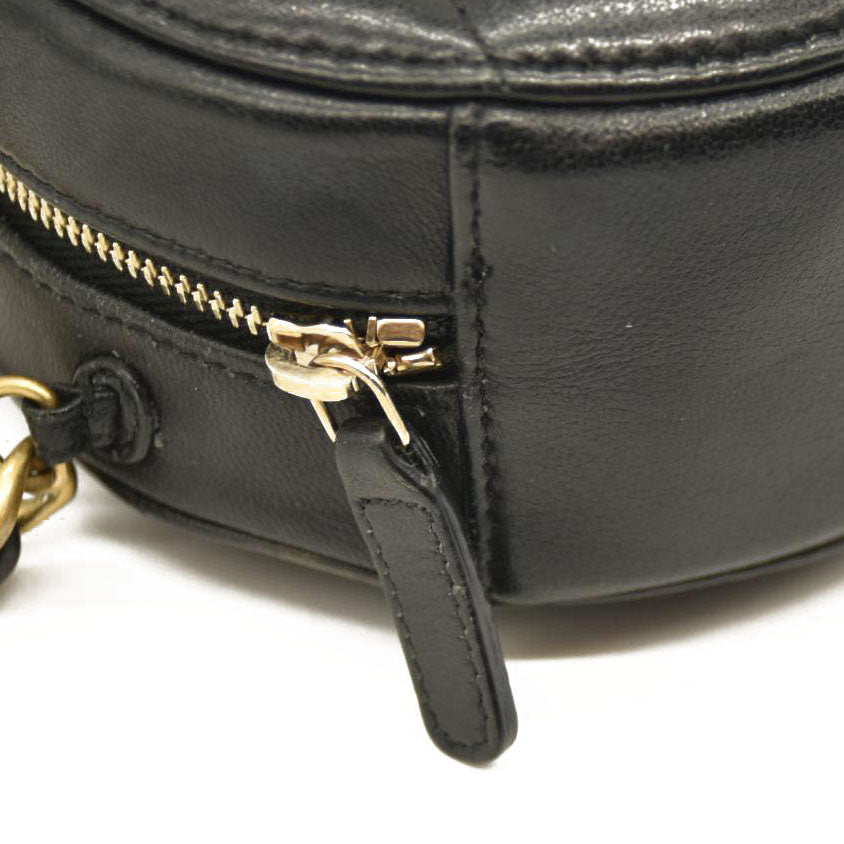 Chanel  Lambskin Quilted Chanel 19 Round Clutch With Chain Black 31*