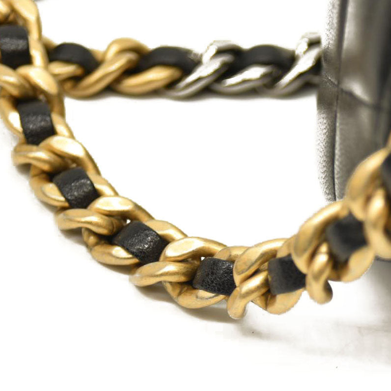 Chanel  Lambskin Quilted Chanel 19 Round Clutch With Chain Black 31*