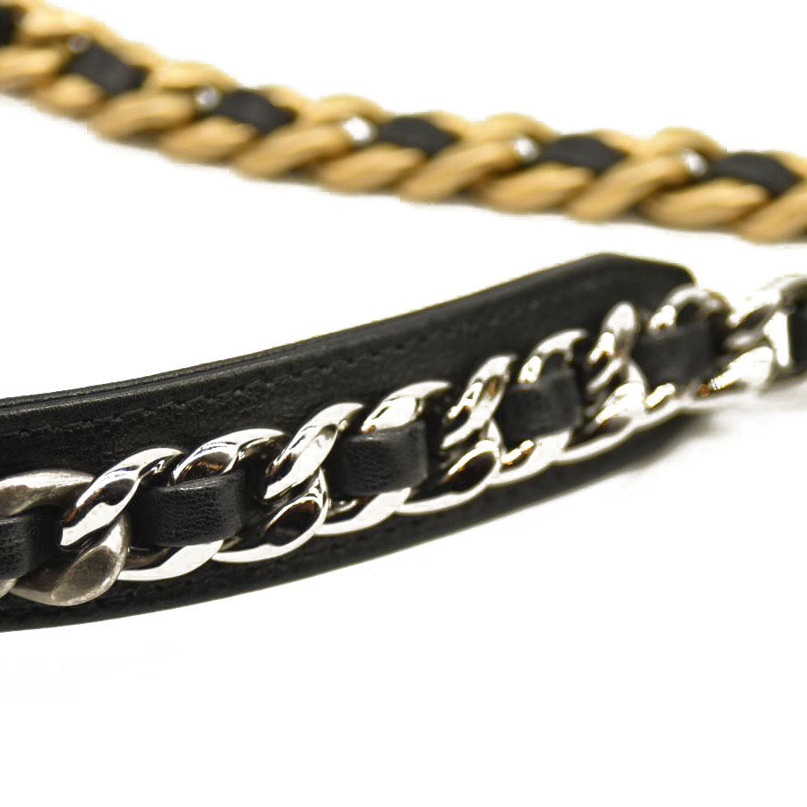 Chanel  Lambskin Quilted Chanel 19 Round Clutch With Chain Black 31*