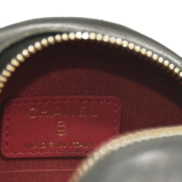 Chanel  Lambskin Quilted Chanel 19 Round Clutch With Chain Black 31*